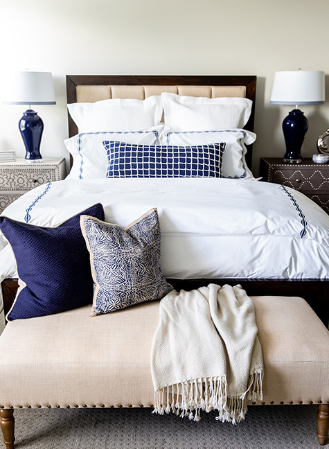 Navy and White Bedroom Design