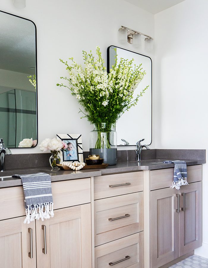Double Sink with Greenery - Bathroom Interior Design Parade of Homes